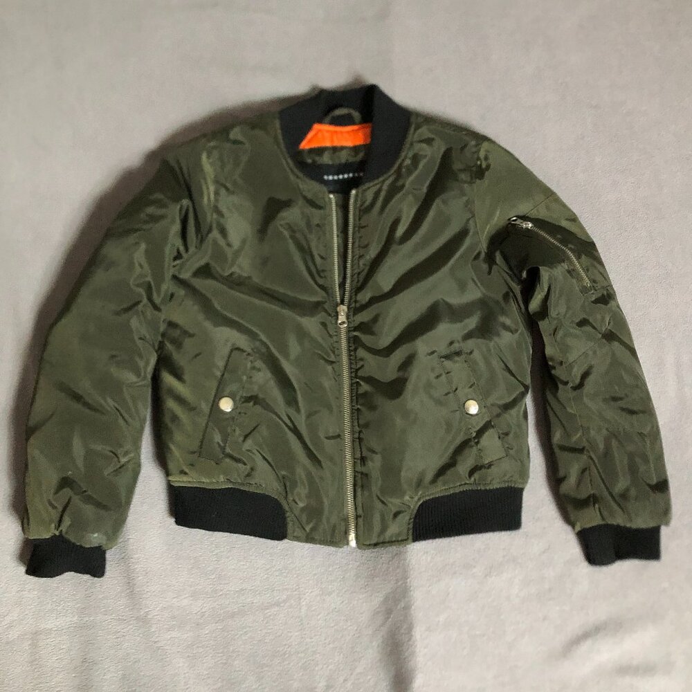 Twenty Twenty Youth Olive Green Lined Insulated Flight Bomber Jacket Small (8)